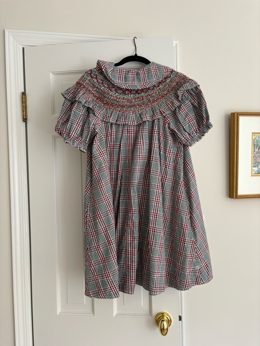 Anthropologie Pilcro Short-Sleeve V-Neck Smocked Babydoll Mini Dress - Picture 3 of 5